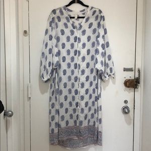 H&M Blue Paisley Summer Boho Button Down Dress